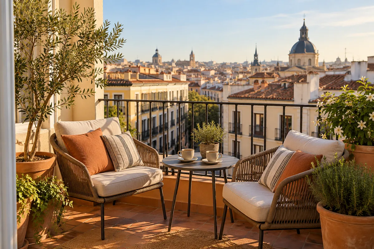 Terraza de un apartamento en el centro de Madrid
